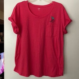 a.n.a. T-shirt size XXL. Pink with pocket and strawberry on front.